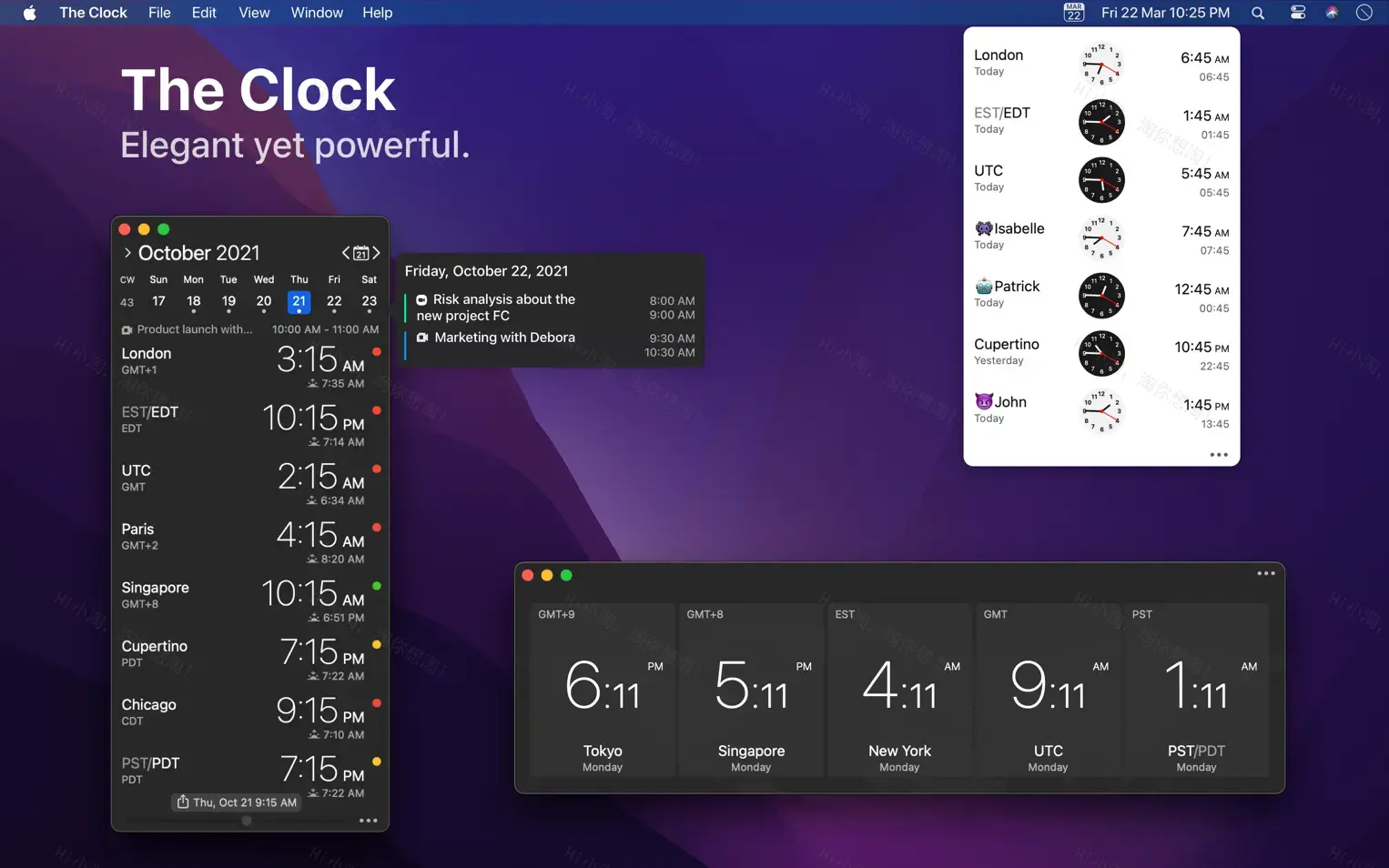 The Clock For Mac v4.9.7 高级世界时钟工具中文版